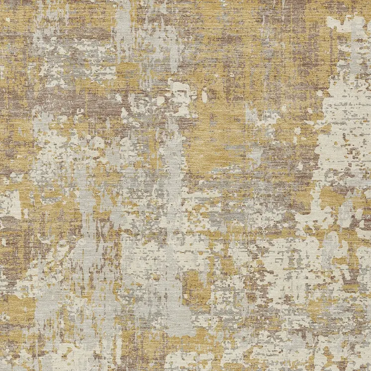 3' X 5' Gold Brown And Beige Abstract Washable Indoor Outdoor Area Rug