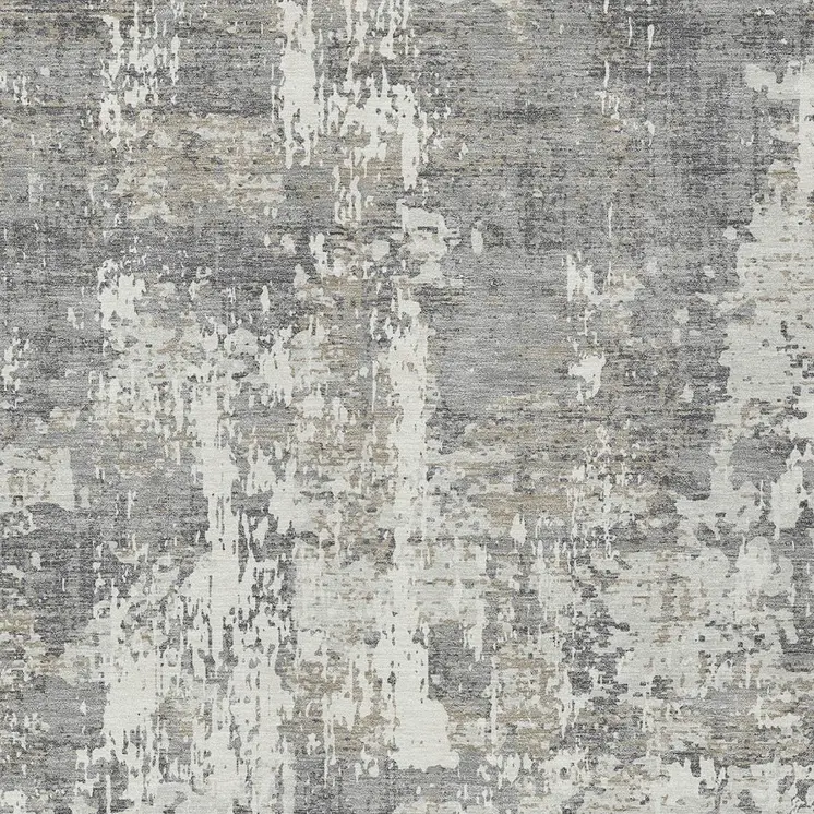 5' X 8' Gray And Ivory Abstract Washable Indoor Outdoor Area Rug