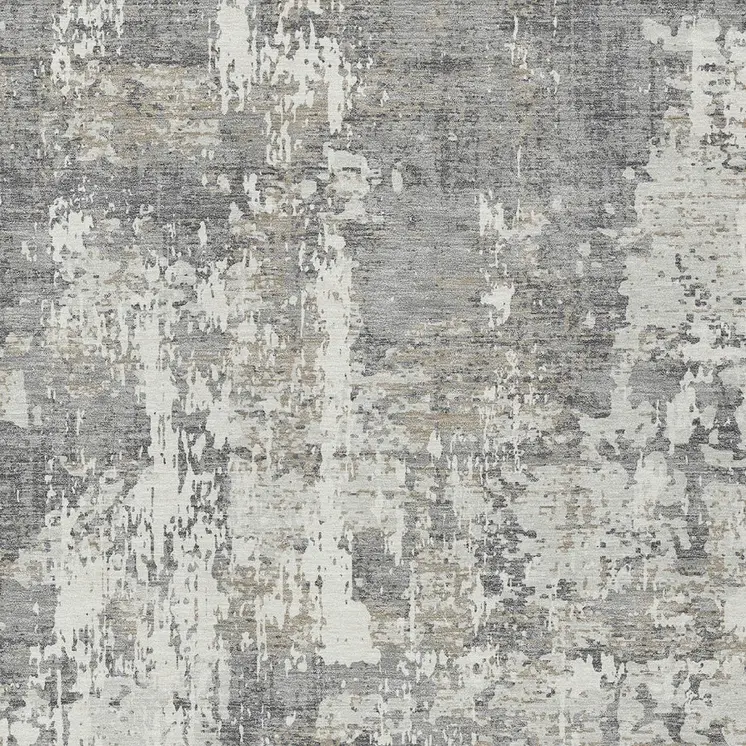 8' X 10' Gray And Ivory Abstract Washable Indoor Outdoor Area Rug