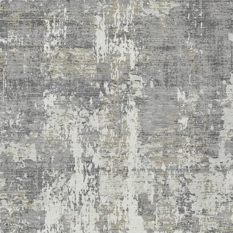 9' X 12' Gray And Ivory Abstract Washable Indoor Outdoor Area Rug
