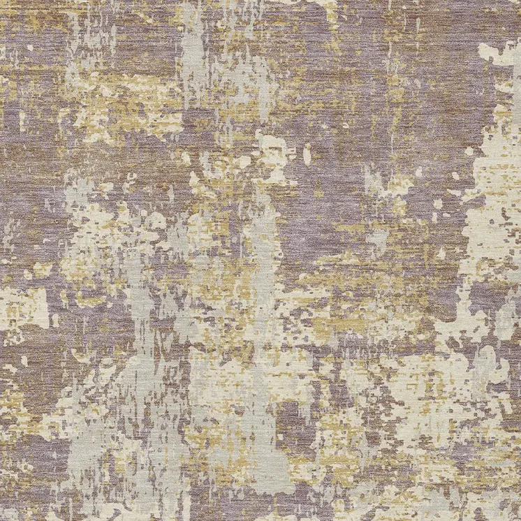 5' X 8' Lavender Gold And Beige Abstract Washable Indoor Outdoor Area Rug