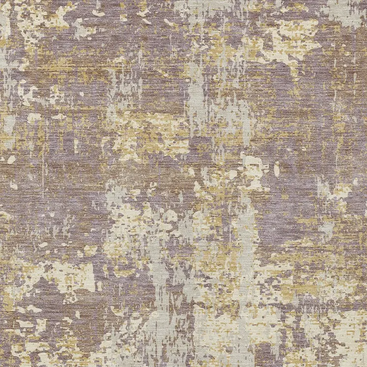 8' X 10' Lavender Gold And Beige Abstract Washable Indoor Outdoor Area Rug