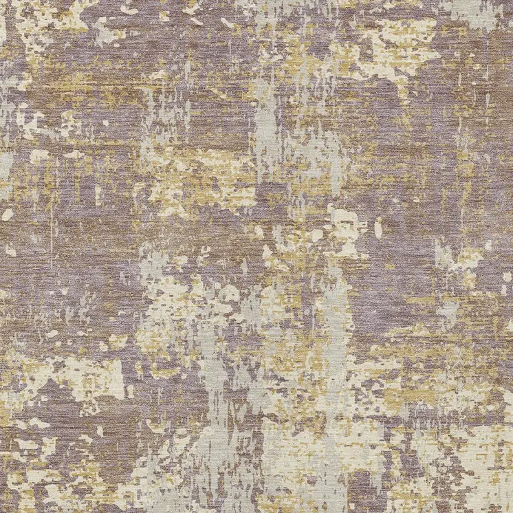 9' X 12' Lavender Gold And Beige Abstract Washable Indoor Outdoor Area Rug
