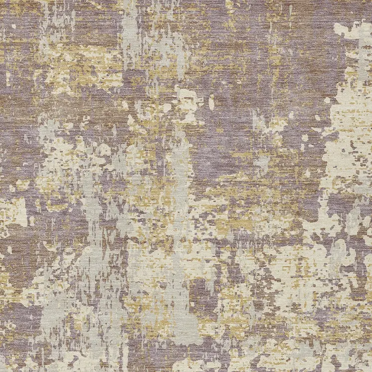 10' X 14' Lavender Gold And Beige Abstract Washable Indoor Outdoor Area Rug