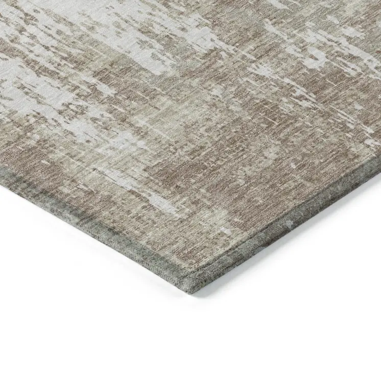 8' X 10' Taupe And Ivory Abstract Washable Indoor Outdoor Area Rug