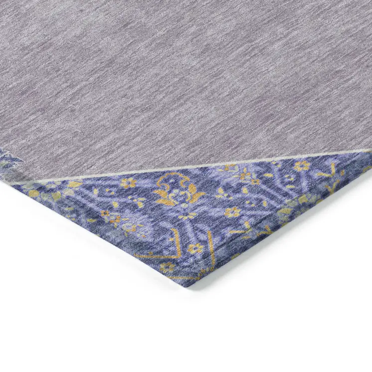 10' X 14' Lavender Gold And Purple Oriental Washable Indoor Outdoor Area Rug
