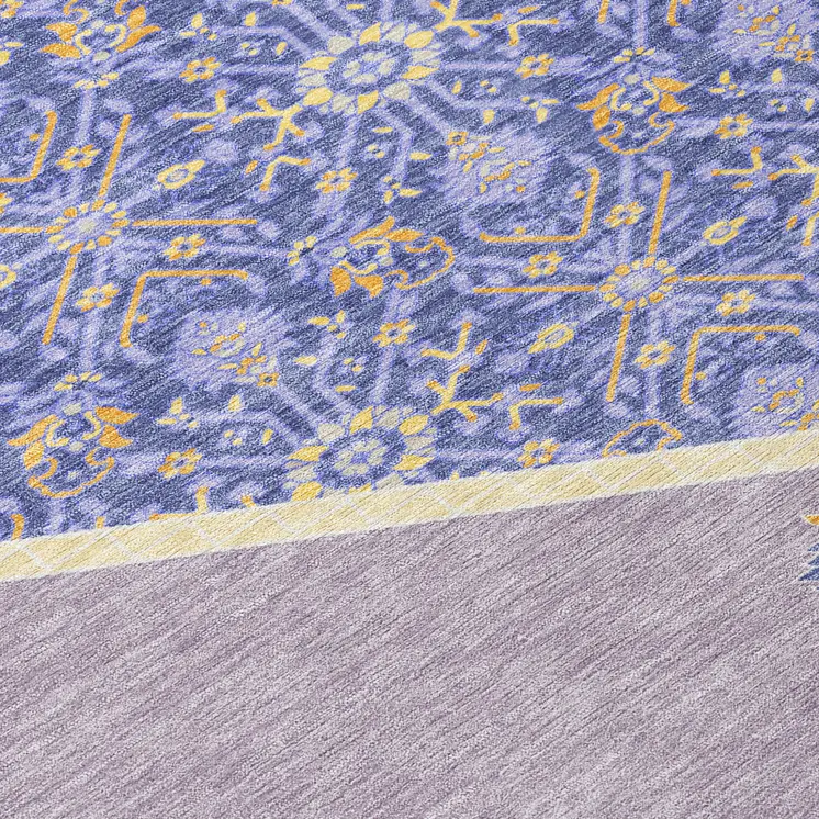 10' X 14' Lavender Gold And Purple Oriental Washable Indoor Outdoor Area Rug
