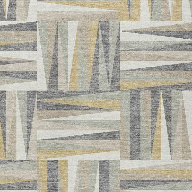 10' X 14' Beige Gray And Ivory Geometric Washable Indoor Outdoor Area Rug