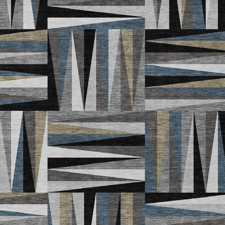 3' X 5' Black Gray And Ivory Geometric Washable Indoor Outdoor Area Rug