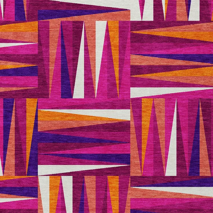 10' X 14' Red Purple And Copper Geometric Washable Indoor Outdoor Area Rug
