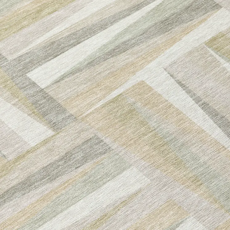 8' Ivory Beige And Gray Round Geometric Washable Indoor Outdoor Area Rug