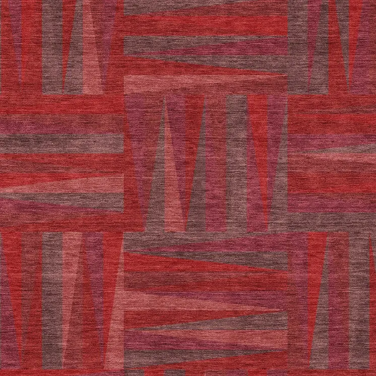 8' X 10' Red And Brown Geometric Washable Indoor Outdoor Area Rug