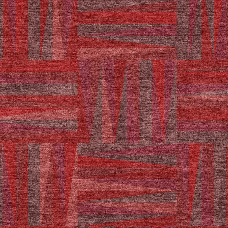 9' X 12' Red And Brown Geometric Washable Indoor Outdoor Area Rug