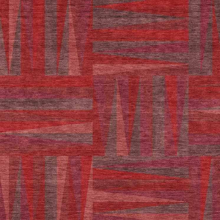10' X 14' Red And Brown Geometric Washable Indoor Outdoor Area Rug