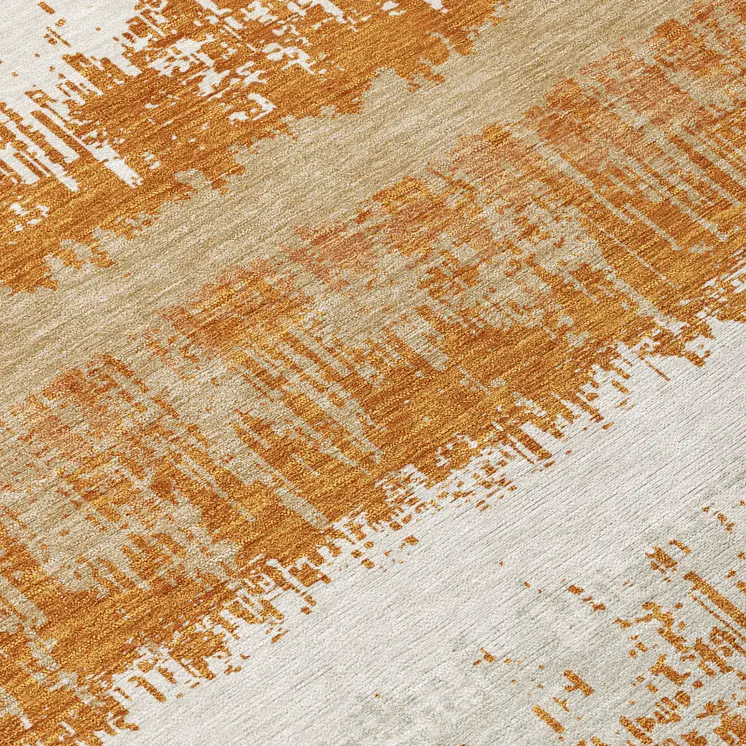 3' X 5' Copper Beige And Ivory Striped Washable Indoor Outdoor Area Rug