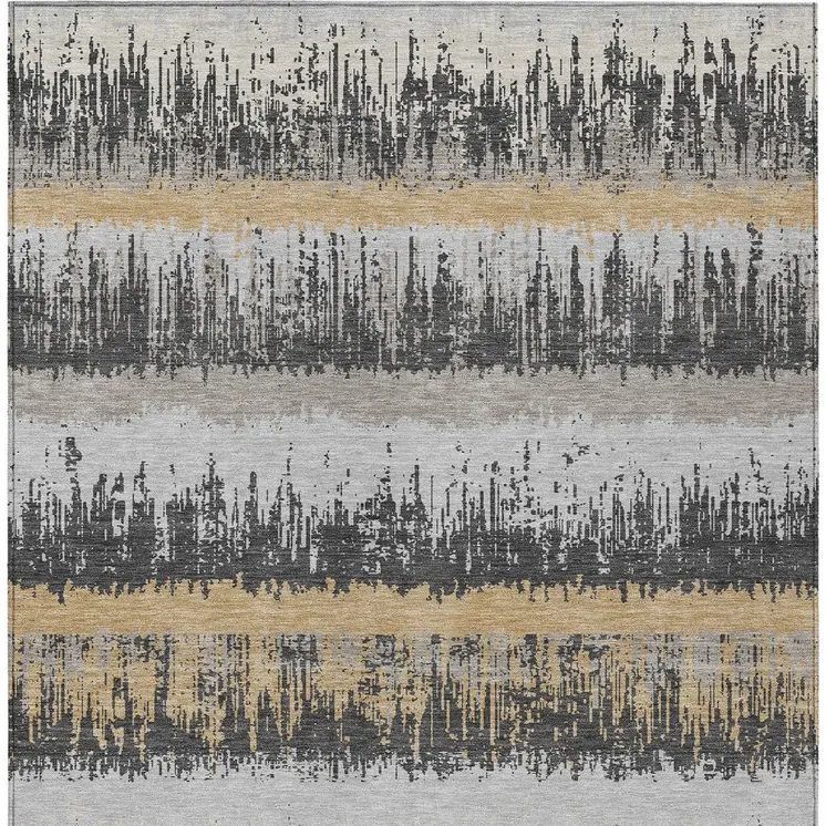 3' X 5' Gray Brown And Beige Striped Washable Indoor Outdoor Area Rug