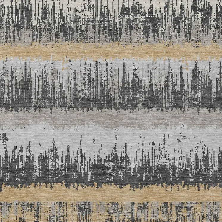 10' X 14' Gray Brown And Beige Striped Washable Indoor Outdoor Area Rug