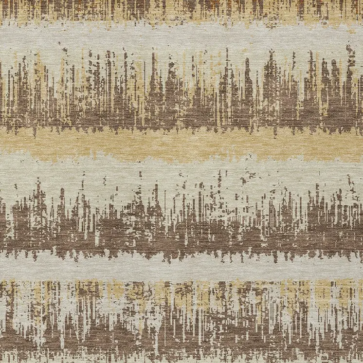 5' X 8' Brown Beige And Ivory Striped Washable Indoor Outdoor Area Rug