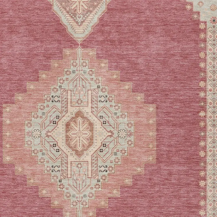 8' X 10' Blush Gray And Beige Oriental Washable Indoor Outdoor Area Rug