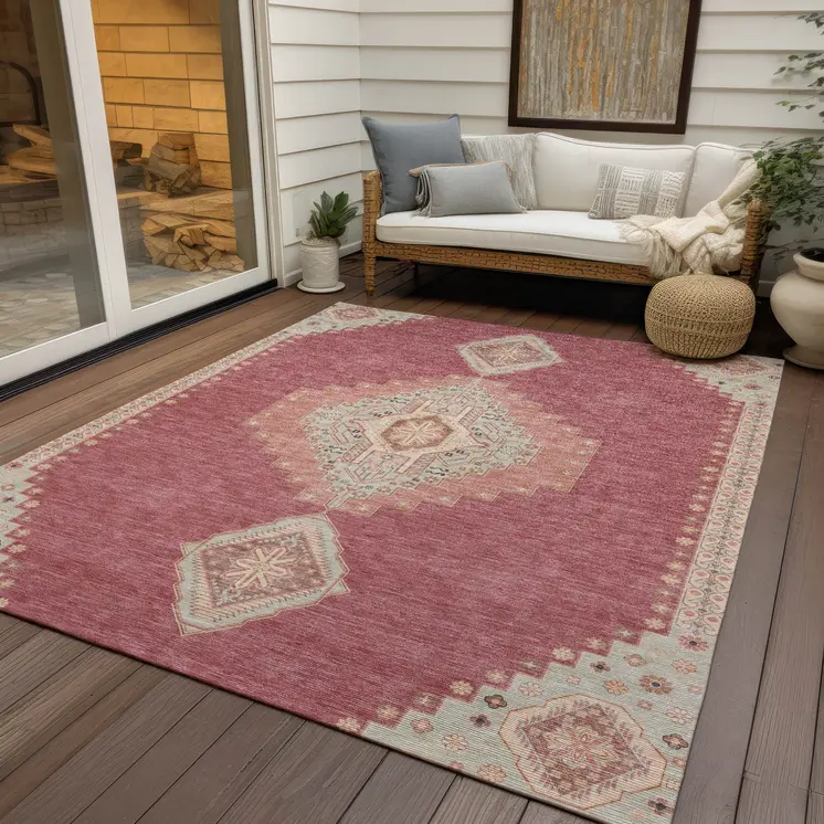 10' X 14' Blush Gray And Beige Oriental Washable Indoor Outdoor Area Rug