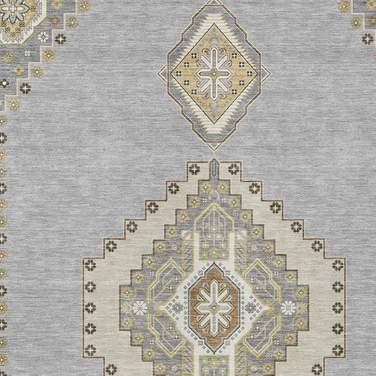 9' X 12' Gray Beige And Ivory Oriental Washable Indoor Outdoor Area Rug
