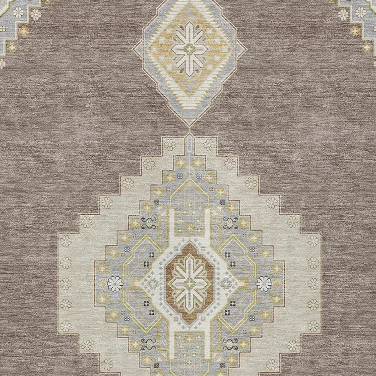 5' X 8' Taupe Gray And Ivory Oriental Washable Indoor Outdoor Area Rug