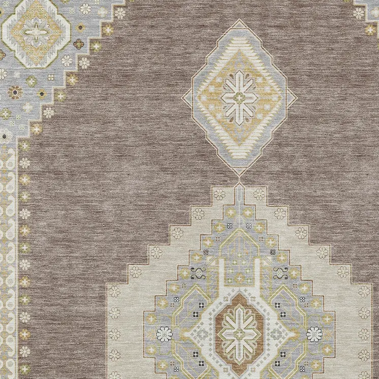 9' X 12' Taupe Gray And Ivory Oriental Washable Indoor Outdoor Area Rug