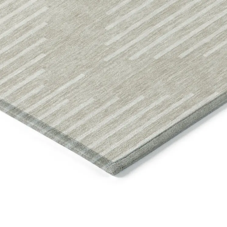 9' X 12' Beige And Ivory Geometric Washable Indoor Outdoor Area Rug