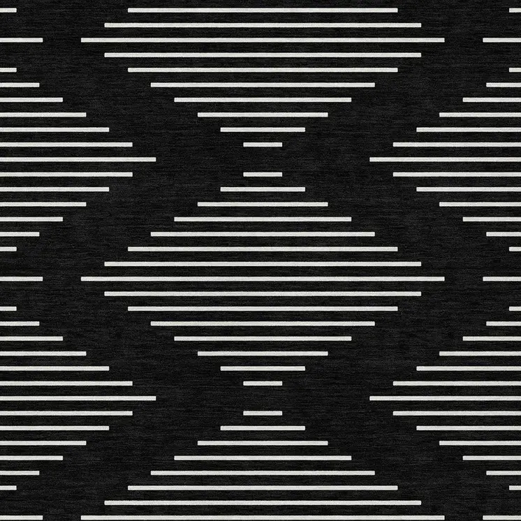 5' X 8' Black And Ivory Geometric Washable Indoor Outdoor Area Rug