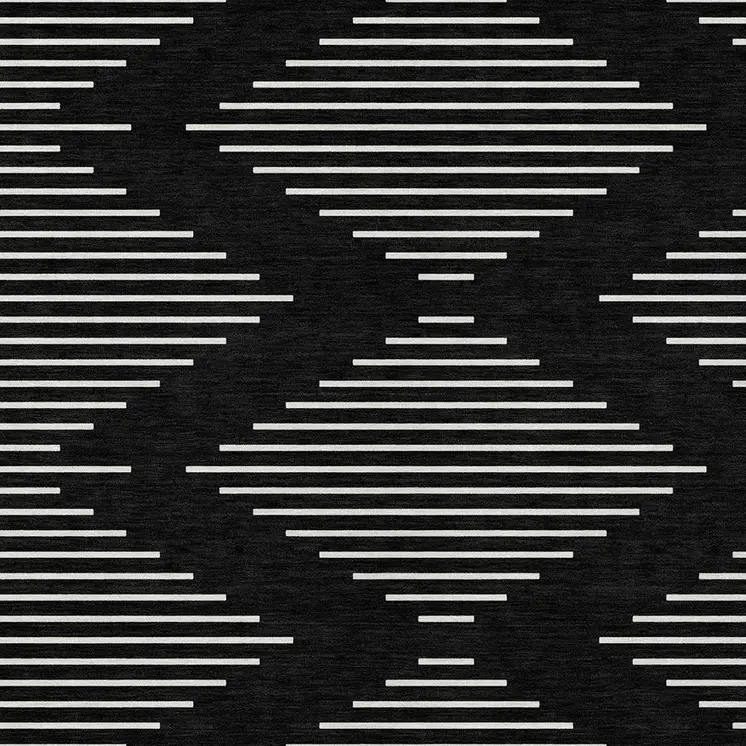 8' X 10' Black And Ivory Geometric Washable Indoor Outdoor Area Rug