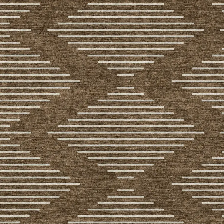 5' X 8' Brown And Beige Geometric Washable Indoor Outdoor Area Rug