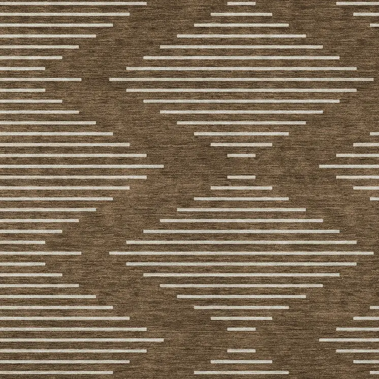 9' X 12' Brown And Beige Geometric Washable Indoor Outdoor Area Rug