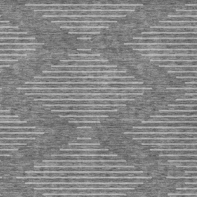 8' X 10' Charcoal And Silver Geometric Washable Indoor Outdoor Area Rug