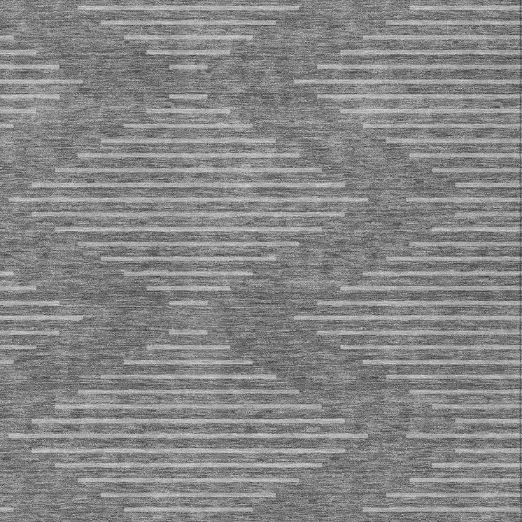 9' X 12' Charcoal And Silver Geometric Washable Indoor Outdoor Area Rug