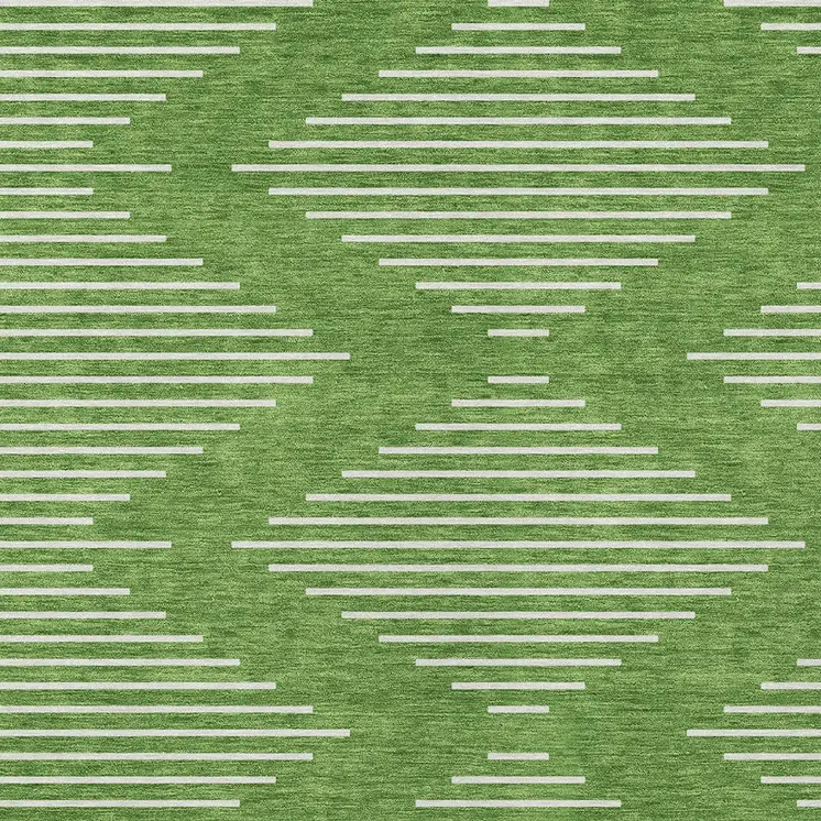 3' X 5' Green And Ivory Geometric Washable Indoor Outdoor Area Rug