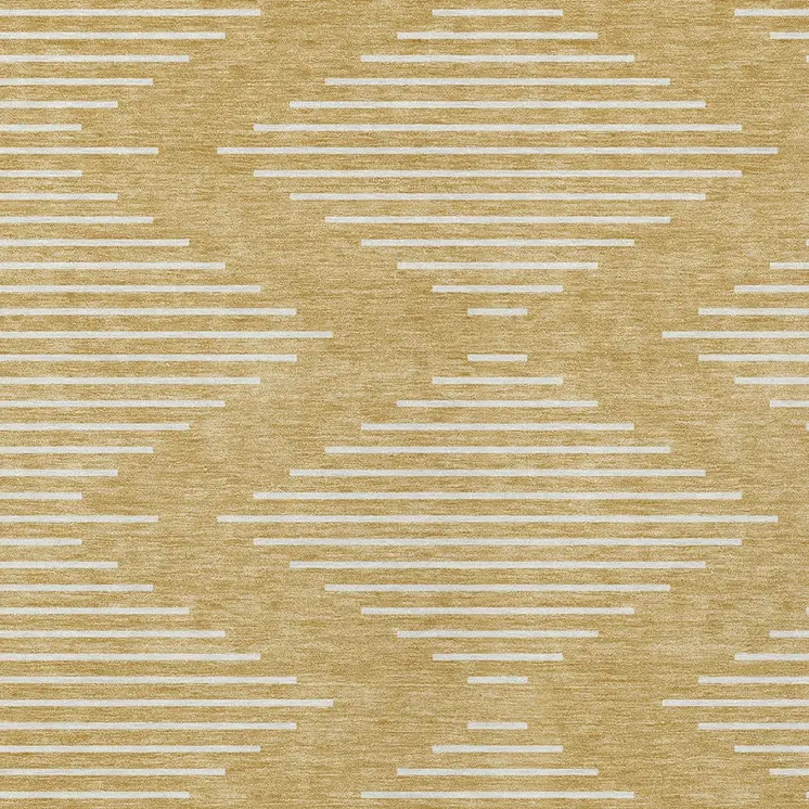 3' X 5' Gold And Ivory Geometric Washable Indoor Outdoor Area Rug