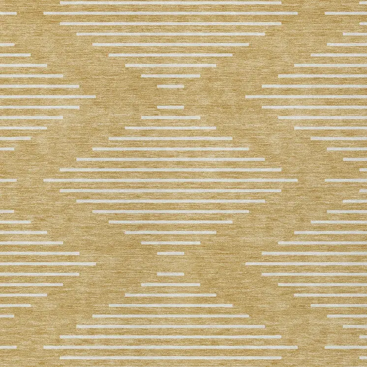 8' X 10' Gold And Ivory Geometric Washable Indoor Outdoor Area Rug