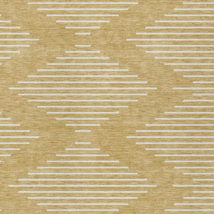 10' X 14' Gold And Ivory Geometric Washable Indoor Outdoor Area Rug
