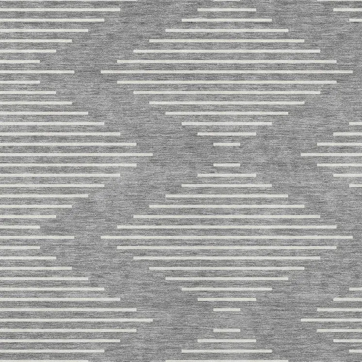 3' X 5' Gray And Ivory Geometric Washable Indoor Outdoor Area Rug