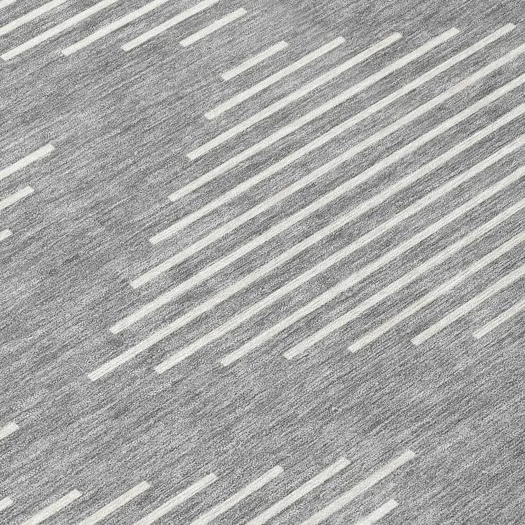 8' Gray And Ivory Round Geometric Washable Indoor Outdoor Area Rug