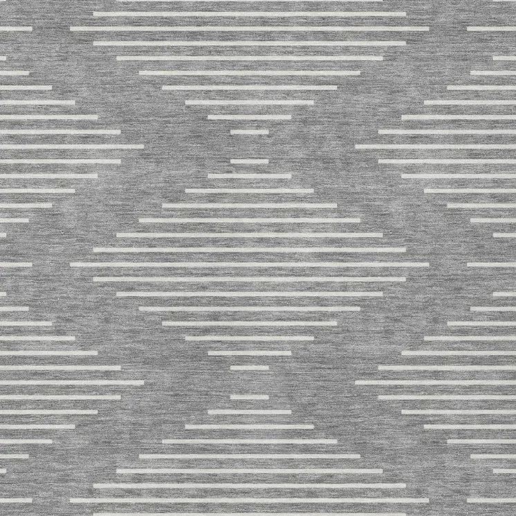 9' X 12' Gray And Ivory Geometric Washable Indoor Outdoor Area Rug