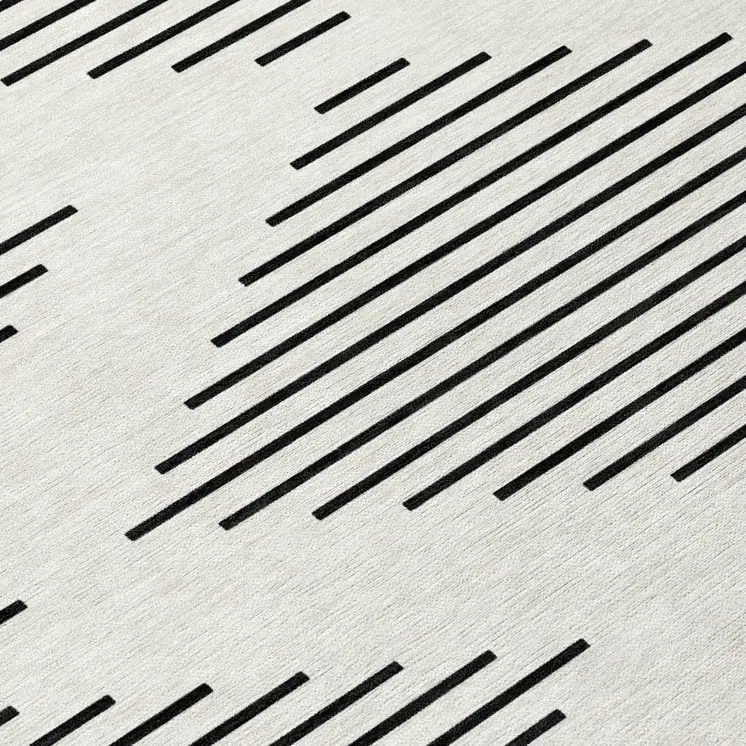 3' X 5' Ivory And Black Geometric Washable Indoor Outdoor Area Rug