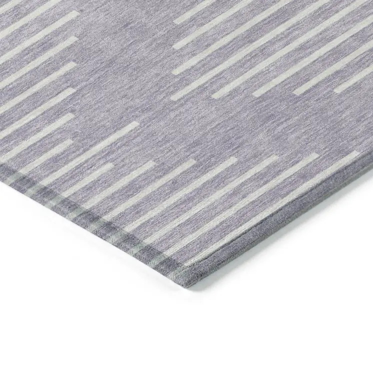3' X 5' Lavender And Ivory Geometric Washable Indoor Outdoor Area Rug