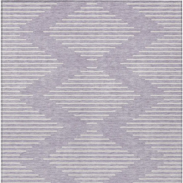 5' X 8' Lavender And Ivory Geometric Washable Indoor Outdoor Area Rug