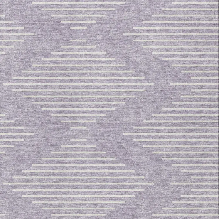 9' X 12' Lavender And Ivory Geometric Washable Indoor Outdoor Area Rug
