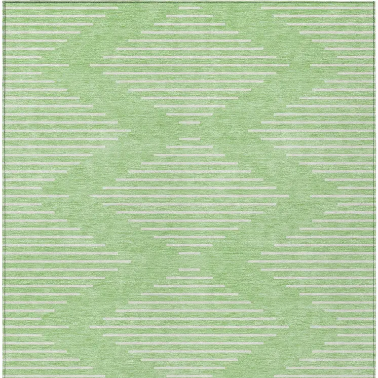 3' X 5' Mint Green And Ivory Geometric Washable Indoor Outdoor Area Rug