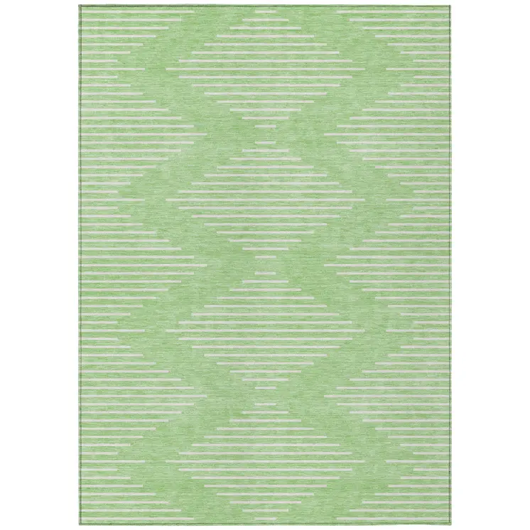 3' X 5' Mint Green And Ivory Geometric Washable Indoor Outdoor Area Rug
