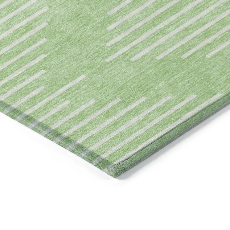 3' X 5' Mint Green And Ivory Geometric Washable Indoor Outdoor Area Rug