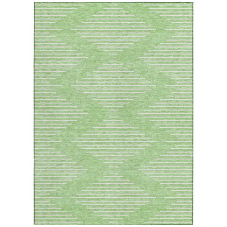 8' X 10' Mint Green And Ivory Geometric Washable Indoor Outdoor Area Rug