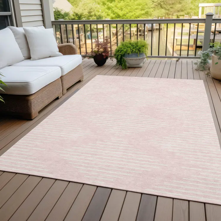 3' X 5' Pink And Gray Geometric Washable Indoor Outdoor Area Rug